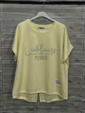 ZOT067LY Pastel V-Neck Cotton T-Shirt Light Yellow