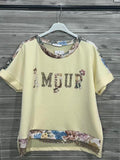ZOT045YL Knit Floral Cotton Top Yellow