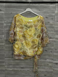 ZOT041YL Painted Floral Cotton Top Yellow