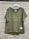 ZOT067KH Pastel V-Neck Cotton T-Shirt Khaki