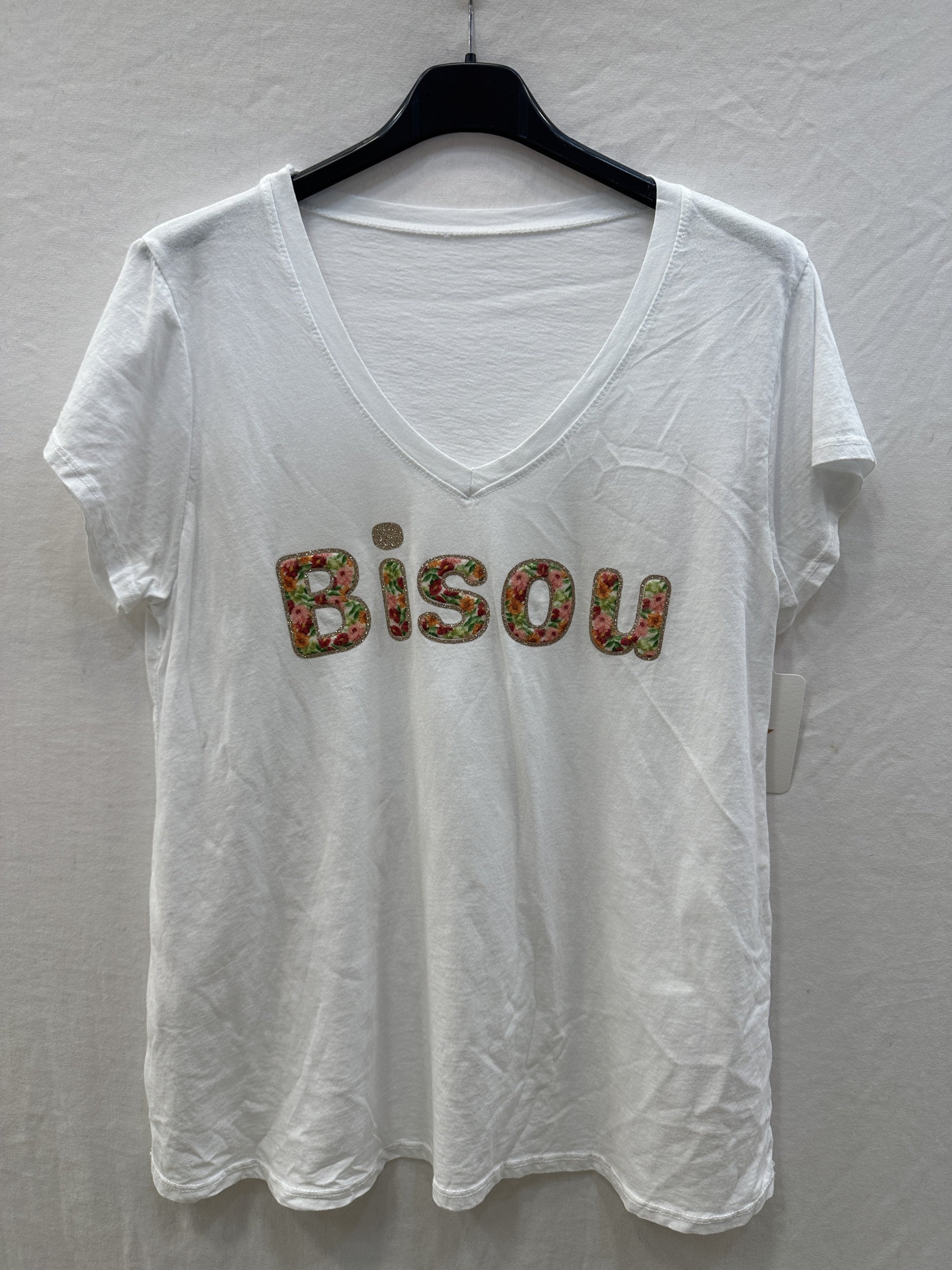 MYFKIW Floral "Kiss" Inscription T-shirt White