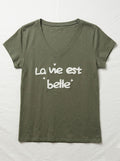MYLBOL T-shirt Life is Beautiful Olive