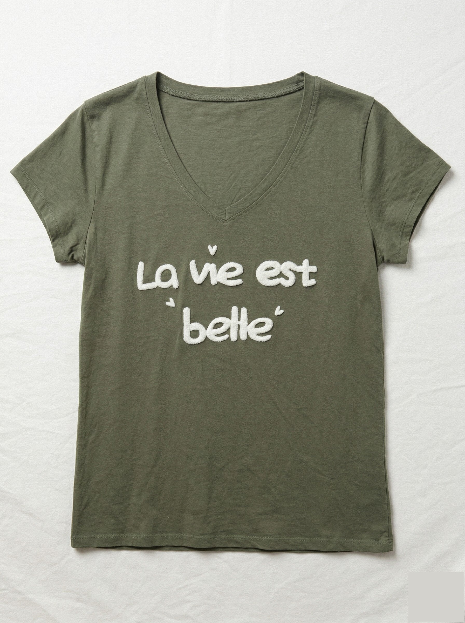MYLBOL T-shirt Life is Beautiful Olive