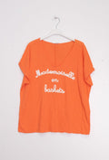 MYMEBFOR T-shirt "Mademoiselle en baskets" Flocked Orange