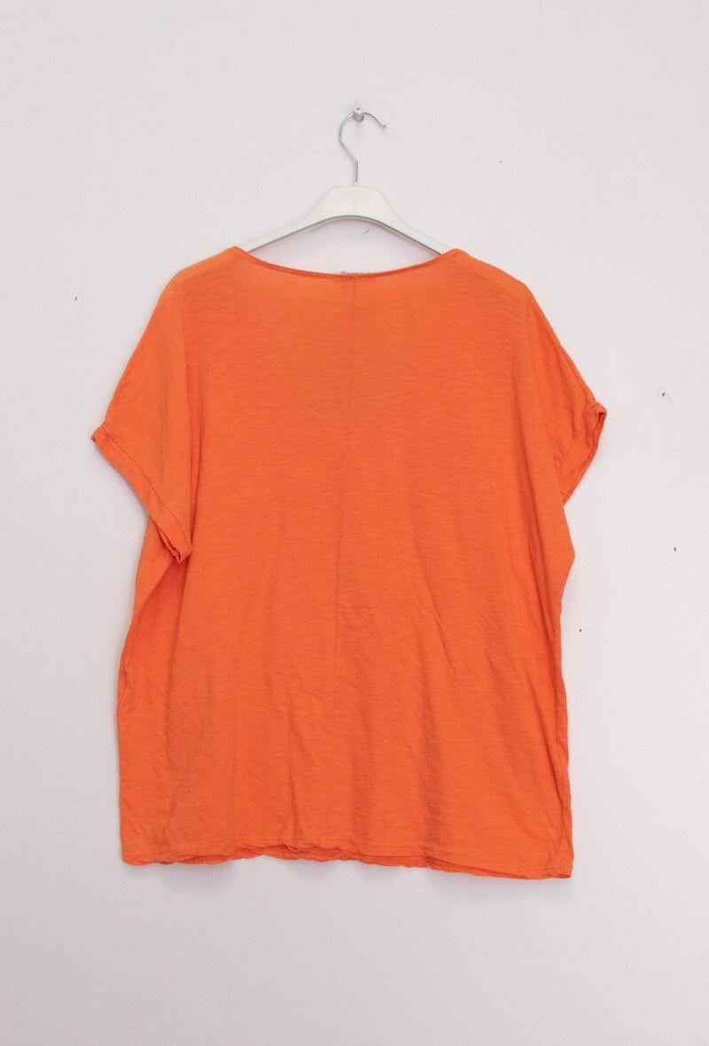 MYMEBFOR T-shirt "Mademoiselle en baskets" Flocked Orange