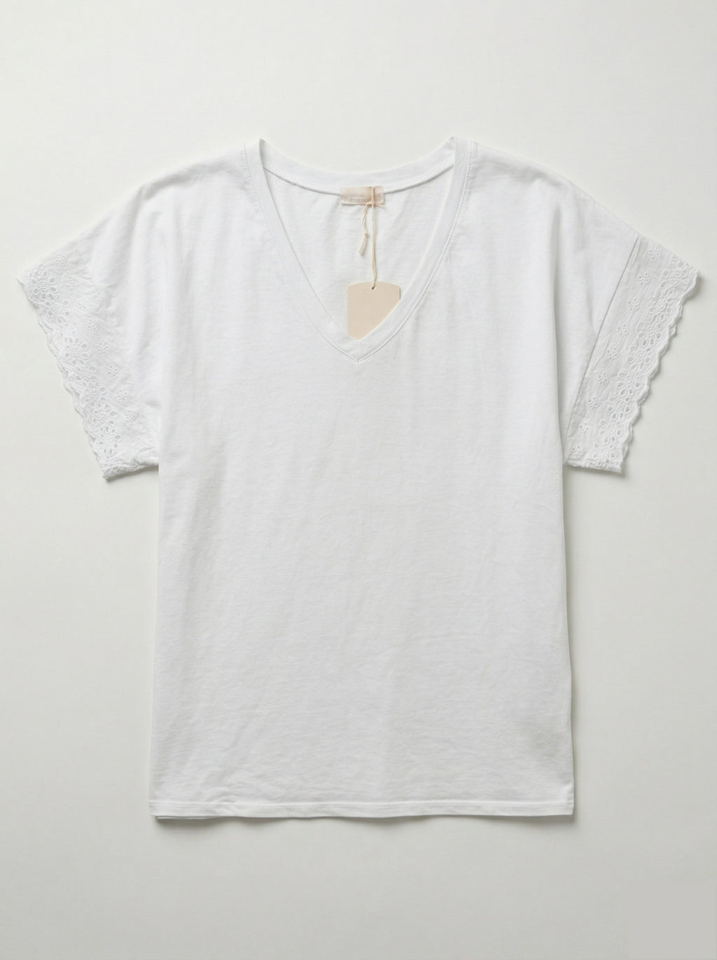 MYELSW T-shirt with English Lace Sleeves White