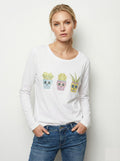 MYLCPW Long-sleeved cactus print t-shirt White
