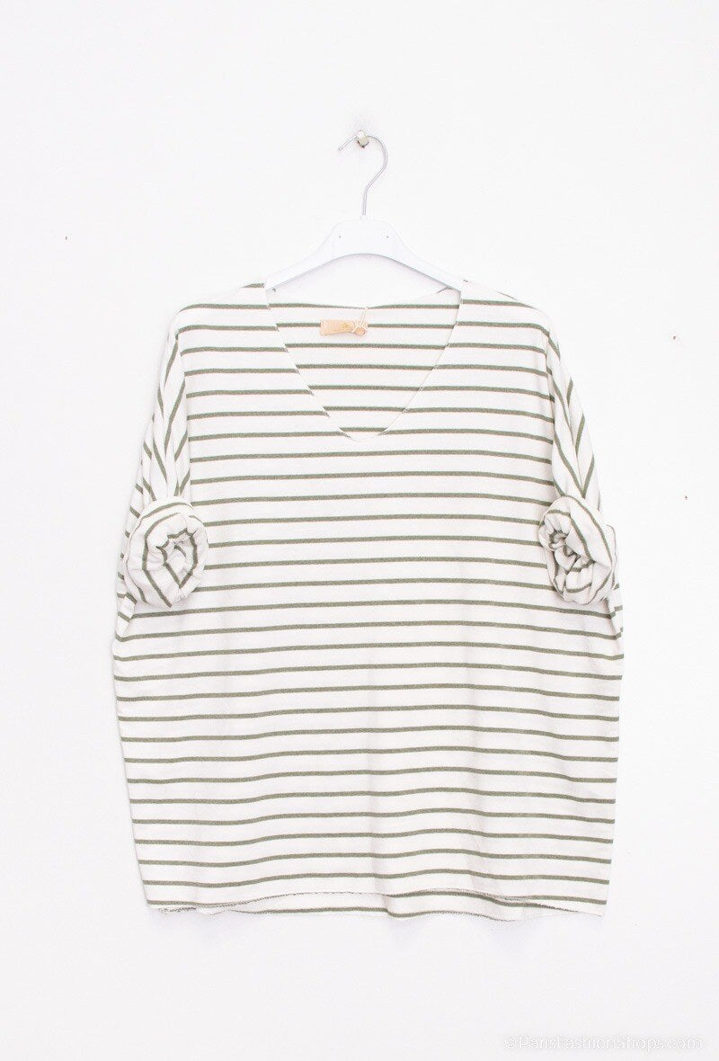 MYSKK Striped T-shirt Kaki