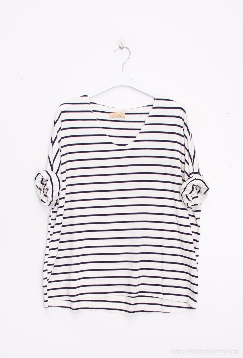 MYS2NV Striped T-shirt Navy