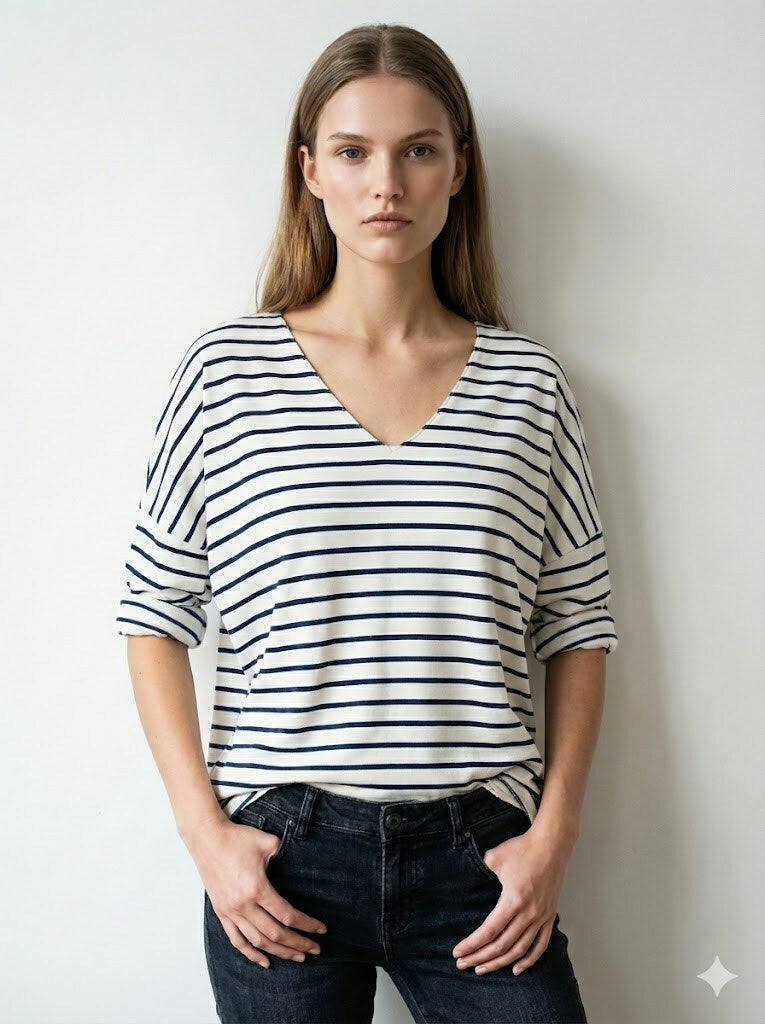 MYS2NV Striped T-shirt Navy