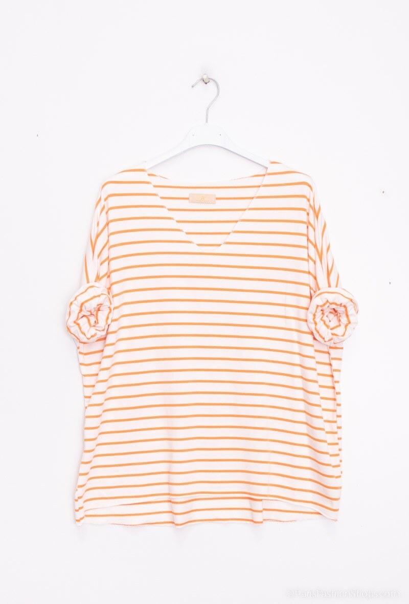 MYSOR Striped T-shirt Orange