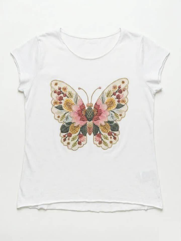 MYEBW Embroidered Butterfly T-shirt White