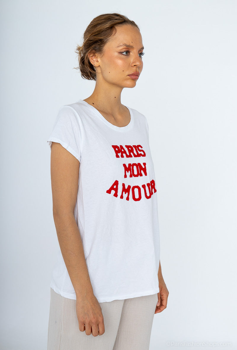 MYPMLWBR Paris my love white background t-shirt Red
