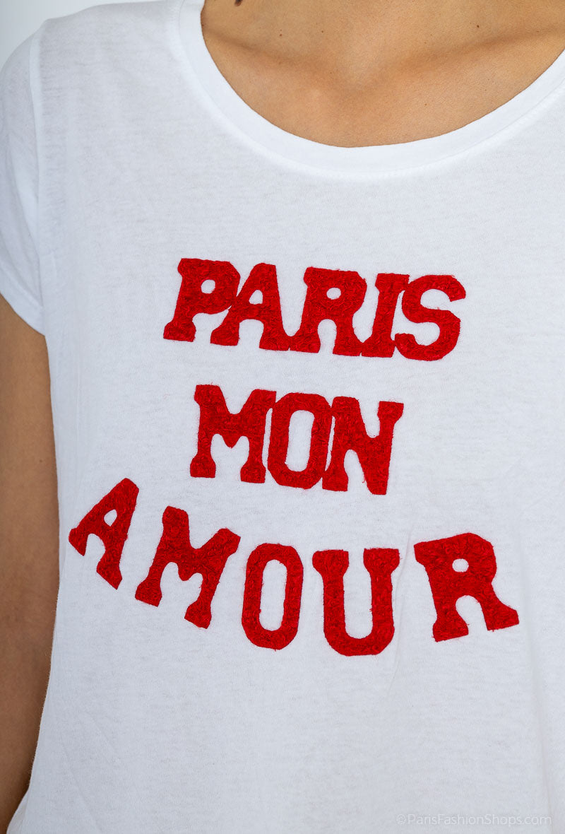 MYPMLWBR Paris my love white background t-shirt Red