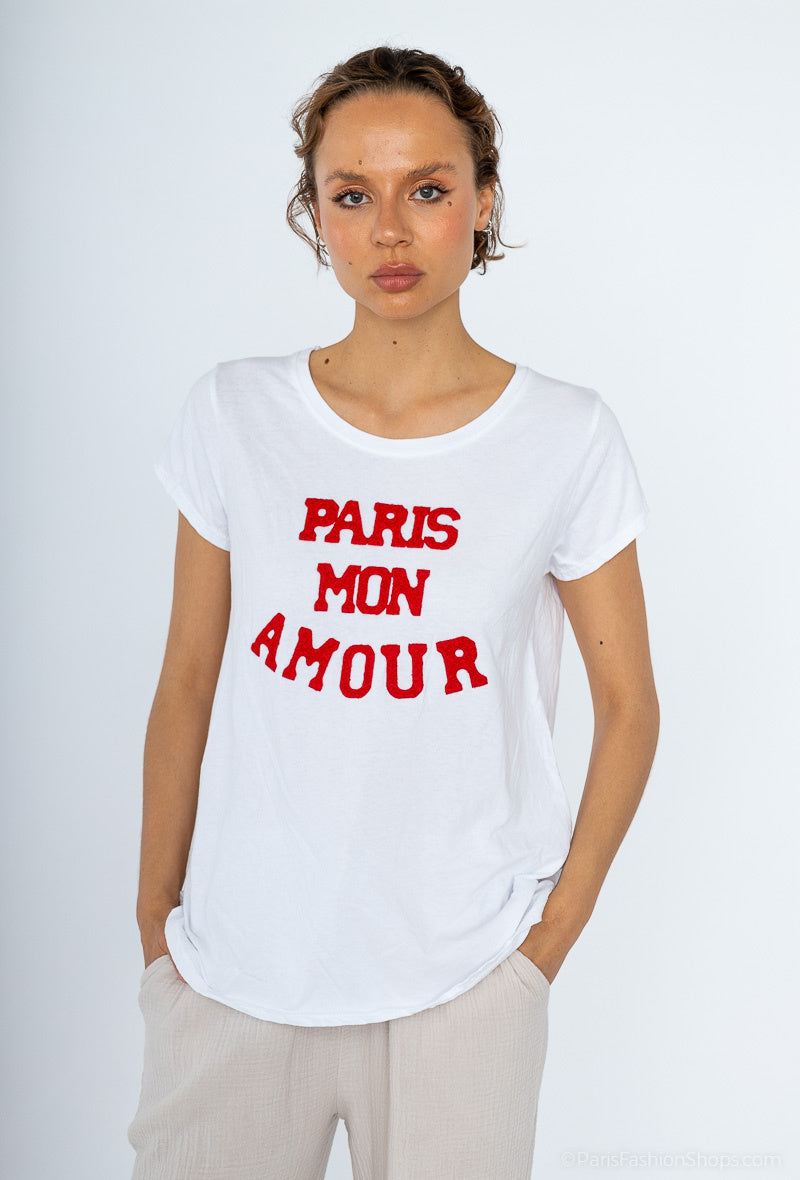 MYPMLWBR Paris my love white background t-shirt Red
