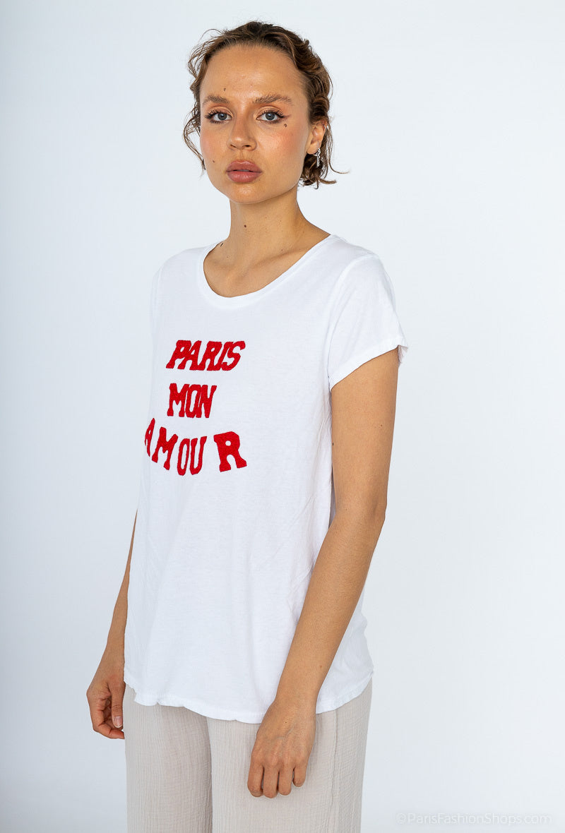 MYPMLWBR Paris my love white background t-shirt Red