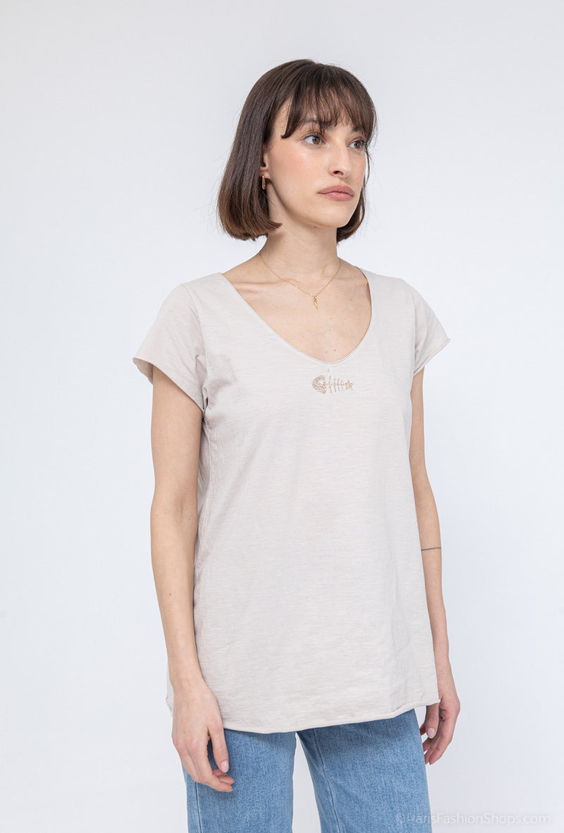 MYPACBG T-shirt Fish Collar Beige