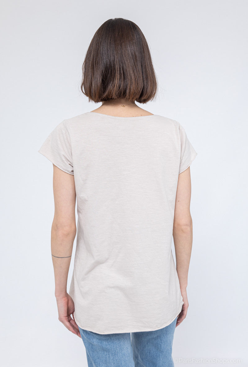 MYPACBG T-shirt Fish Collar Beige