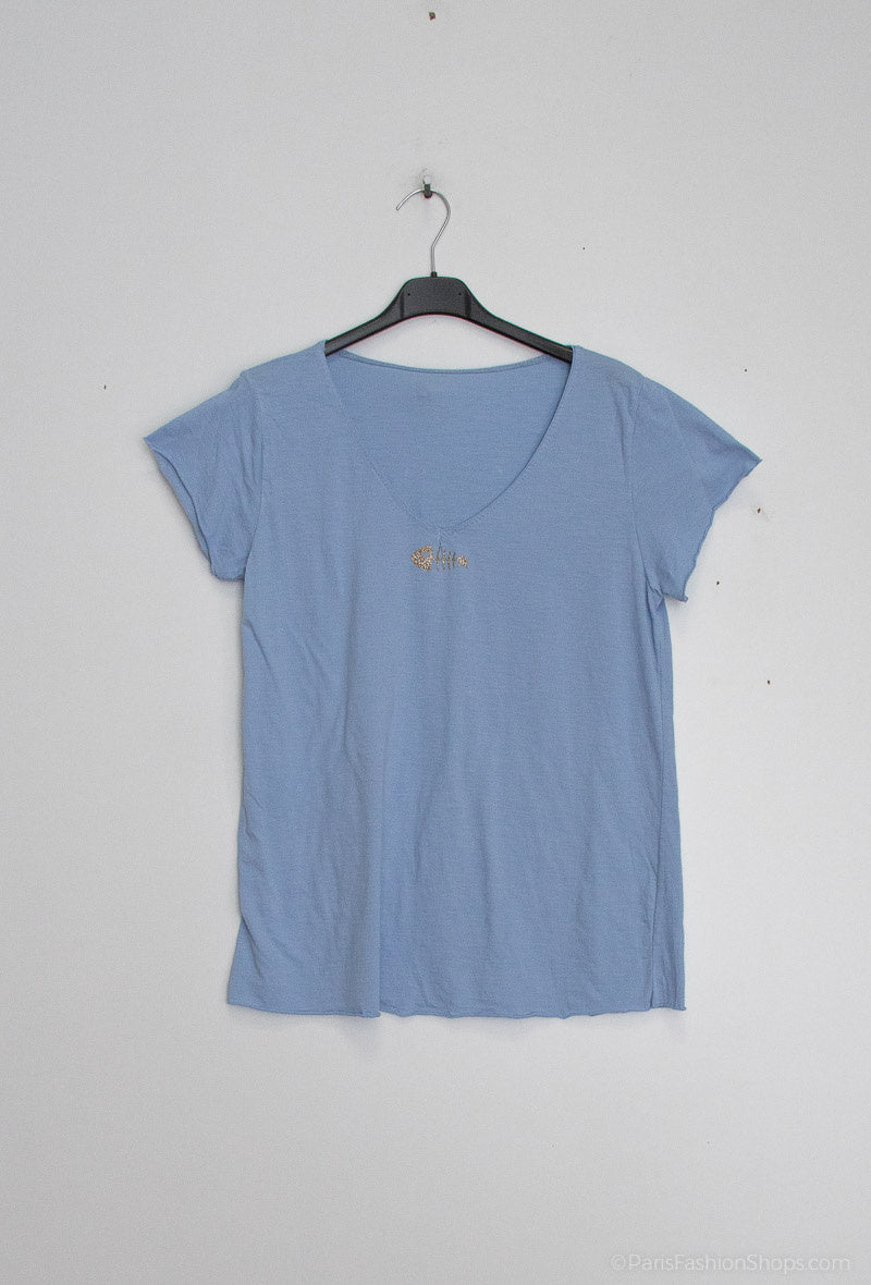 MYPACSB T-shirt Fish Collar Sky Blue