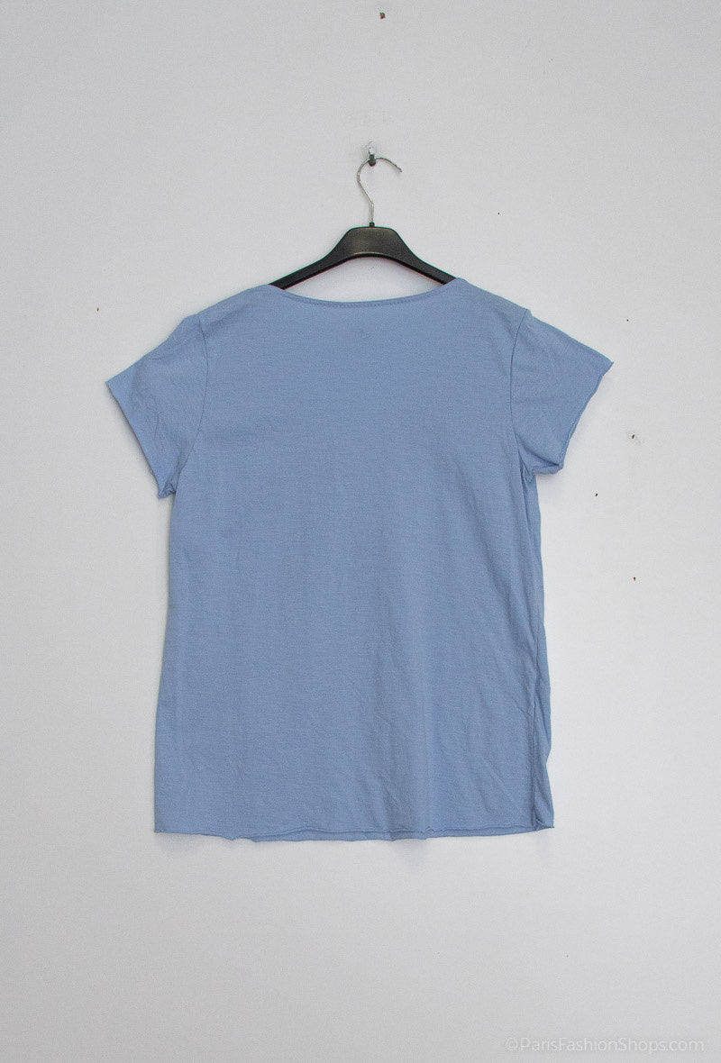 MYPACSB T-shirt Fish Collar Sky Blue