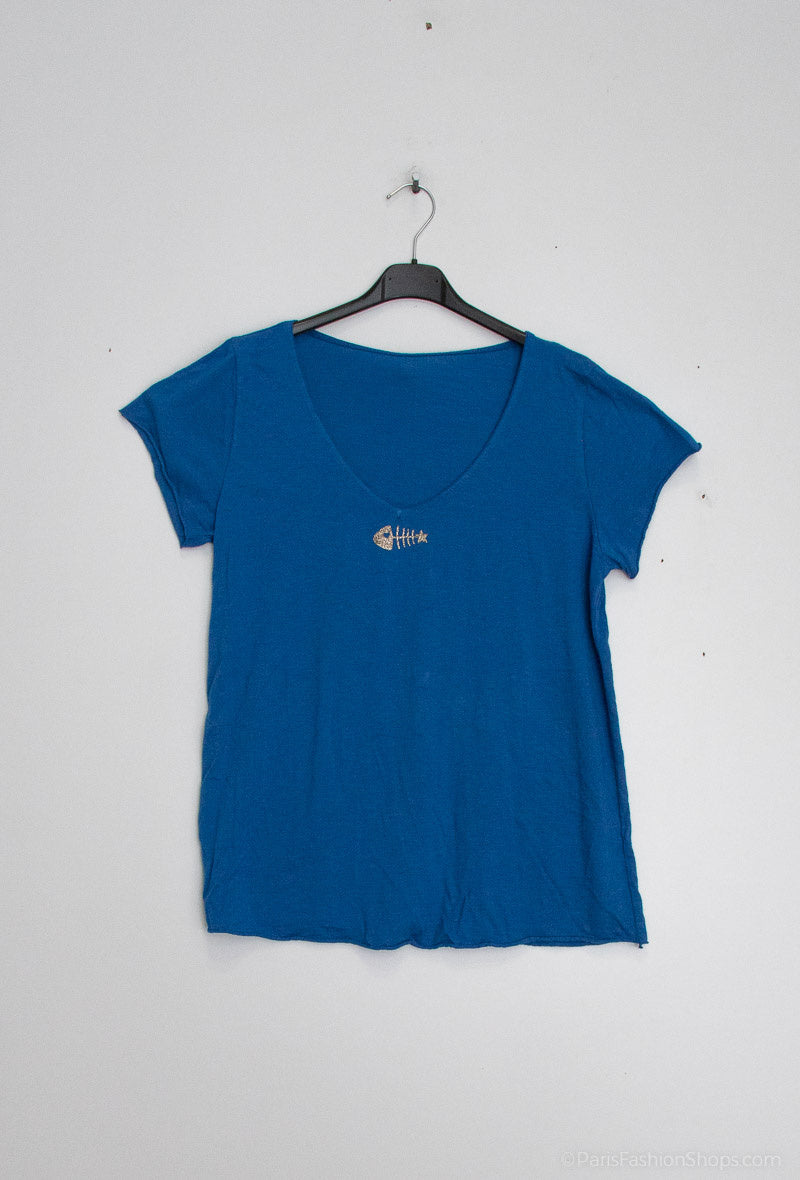 MYPACRB T-shirt Fish Collar Royal Blue