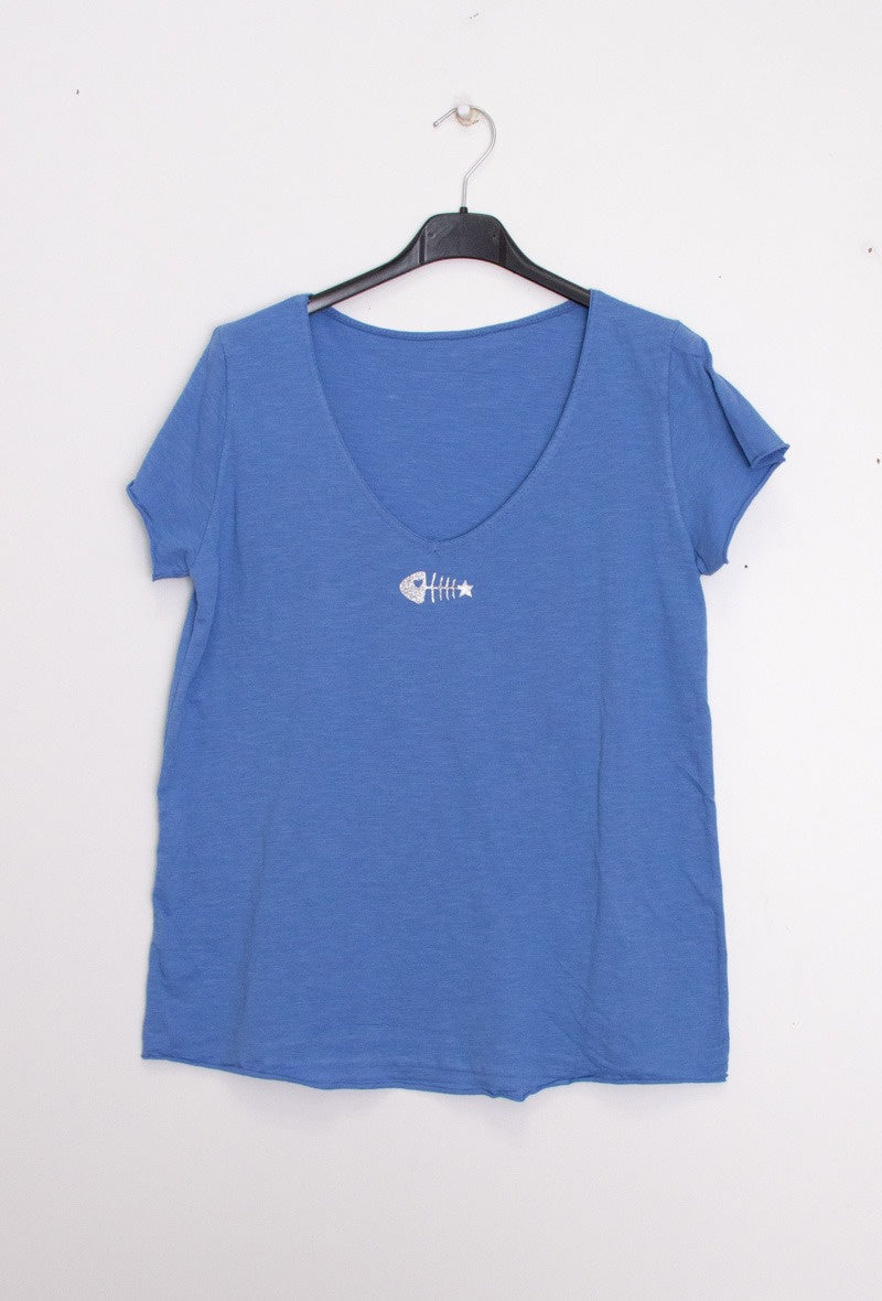 MYPACBL T-shirt Fish Collar Blue