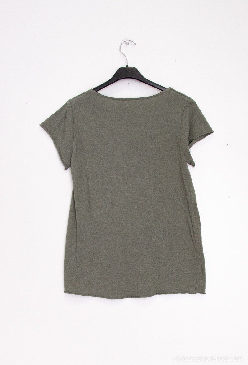 MYPACKK T-shirt Fish Collar Kaki