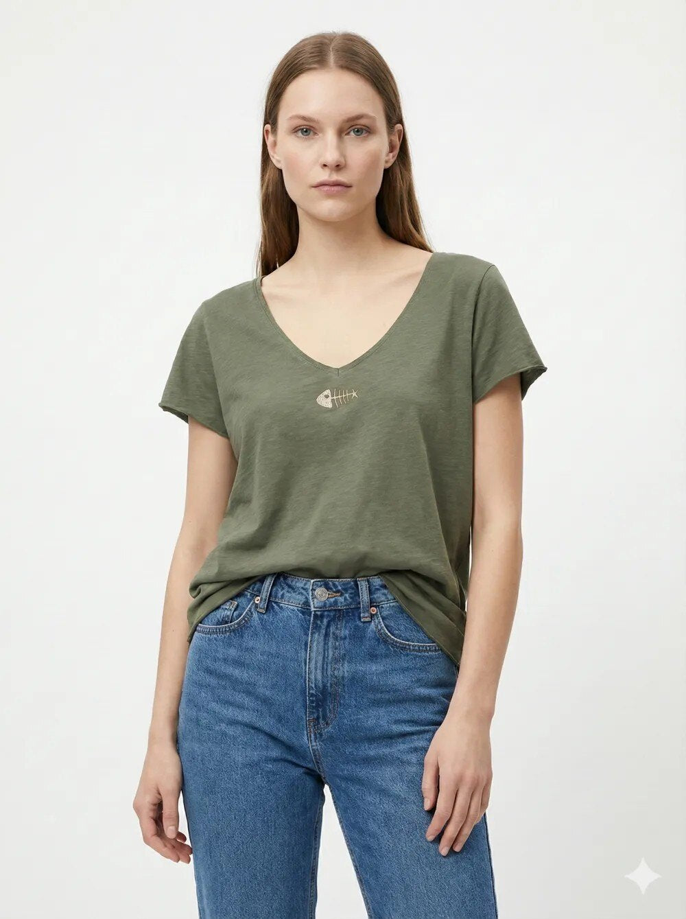 MYPACKK T-shirt Fish Collar Kaki