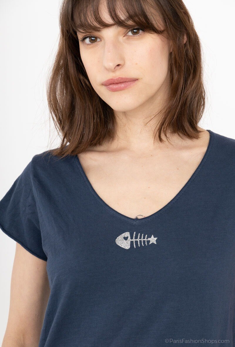 MYPACNV T-shirt Fish Collar Navy