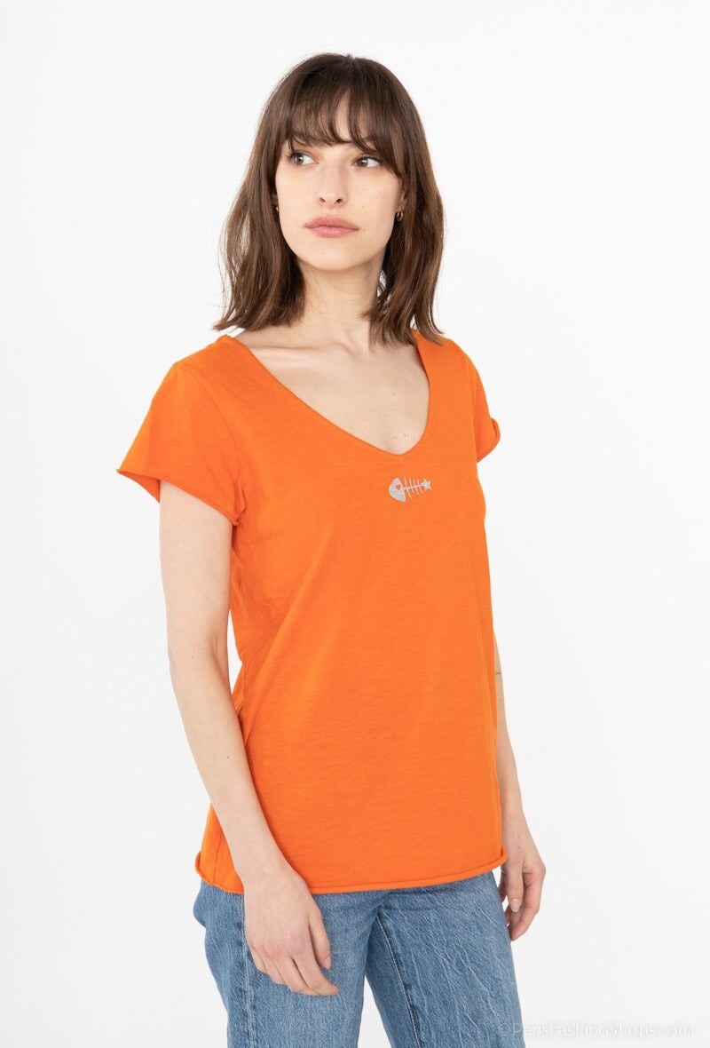 MYPACOR T-shirt Fish Collar Orange