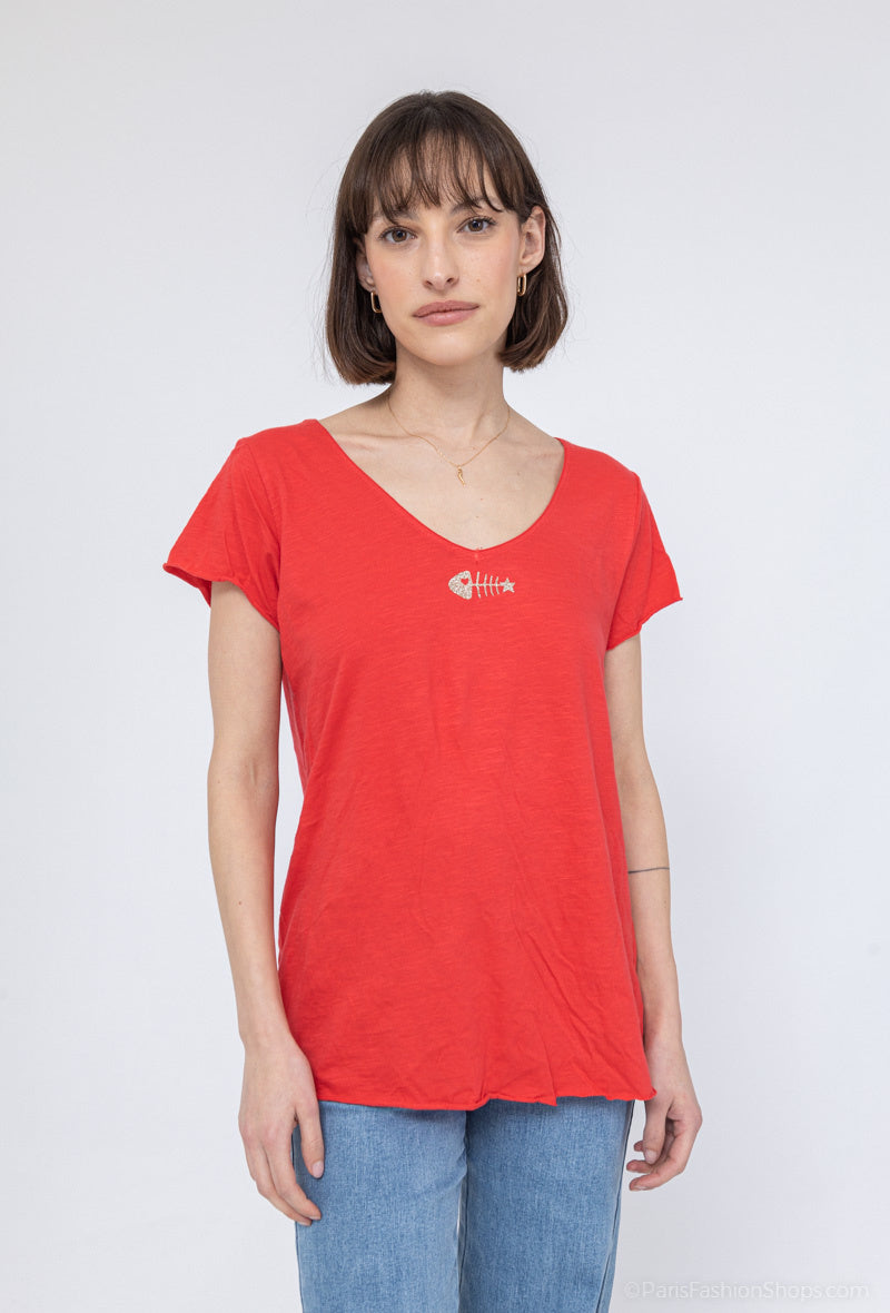 MYPACR T-shirt Fish Collar Red