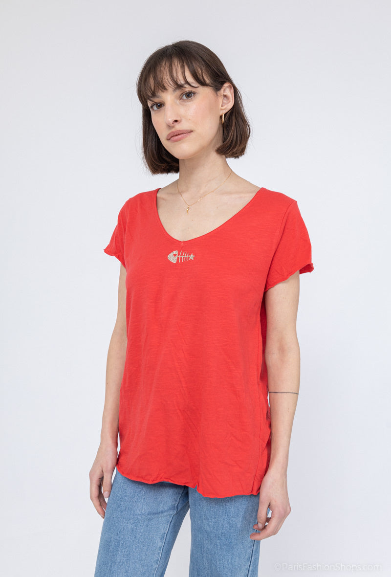 MYPACR T-shirt Fish Collar Red