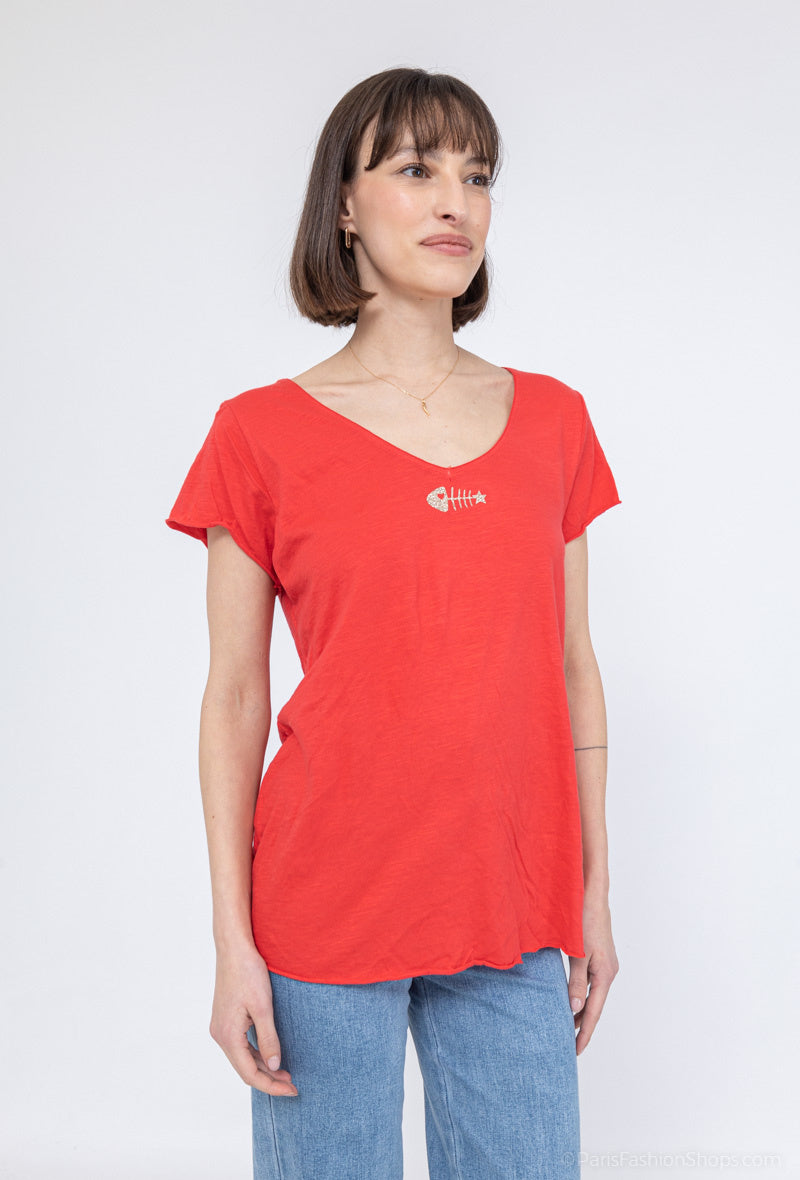 MYPACR T-shirt Fish Collar Red