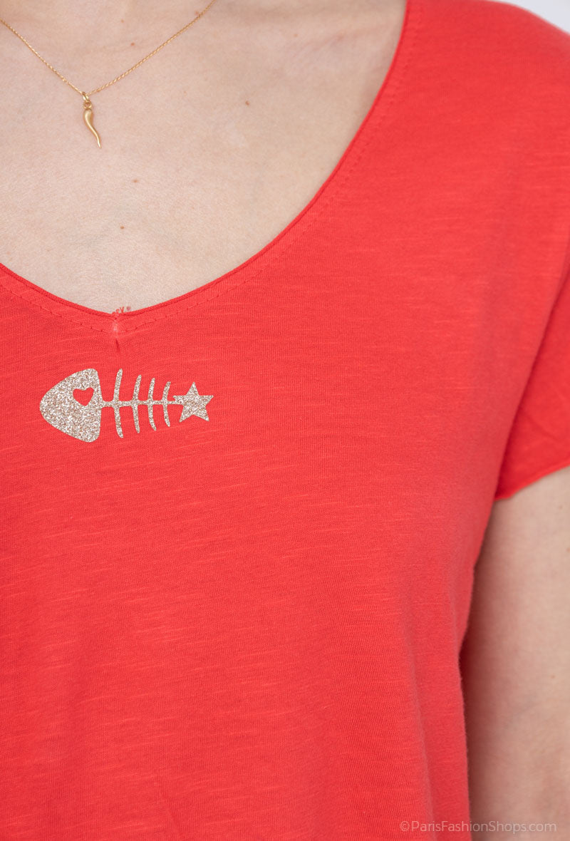 MYPACR T-shirt Fish Collar Red