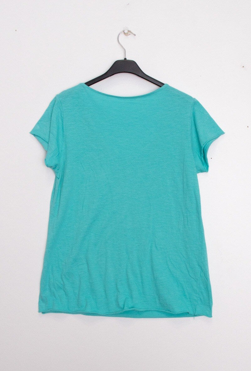 MYPACTQ T-shirt Fish Collar Turquoise