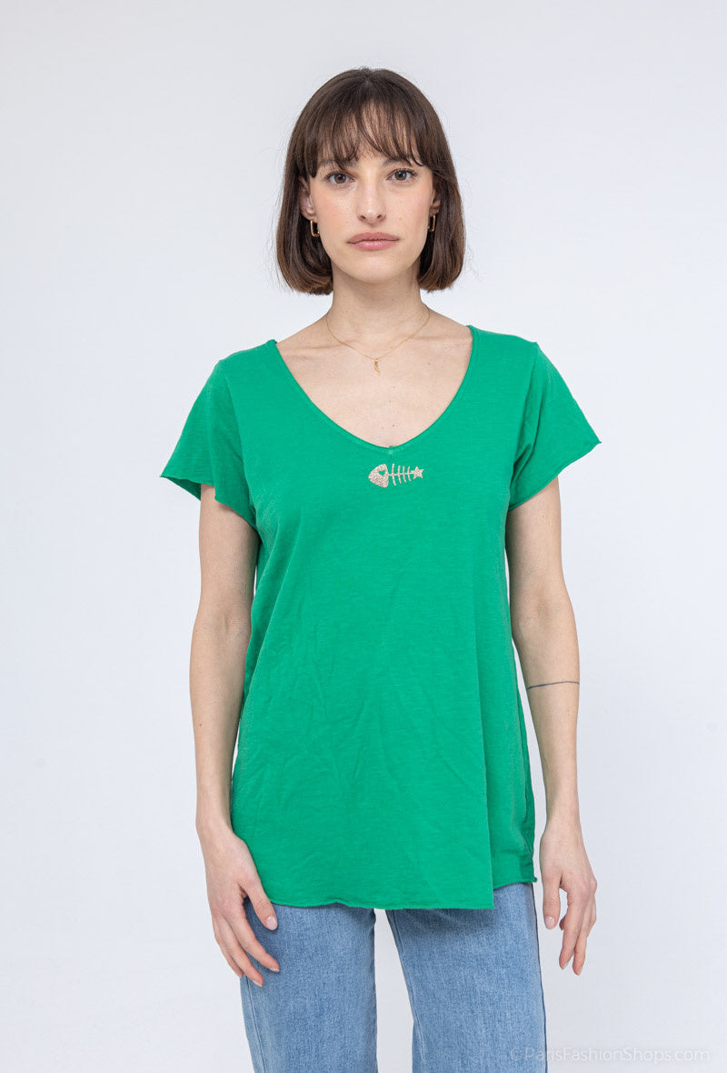 MYPACGR T-shirt Fish Collar Green