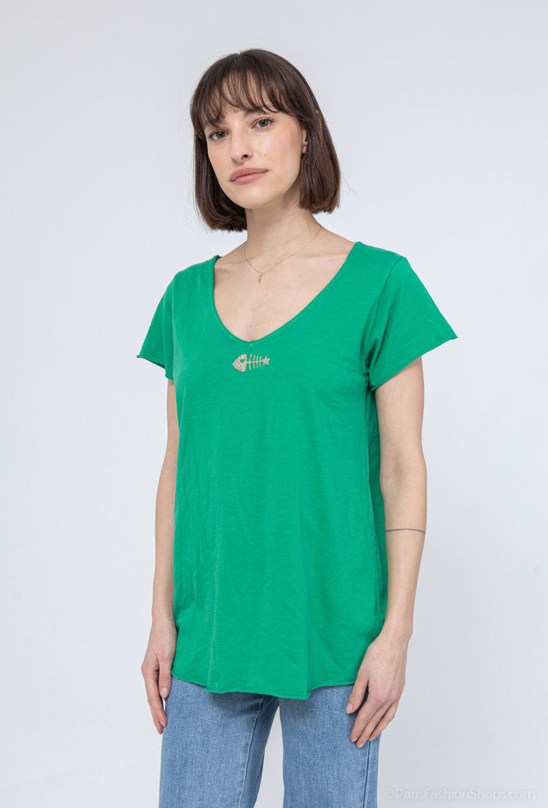 MYPACGR T-shirt Fish Collar Green