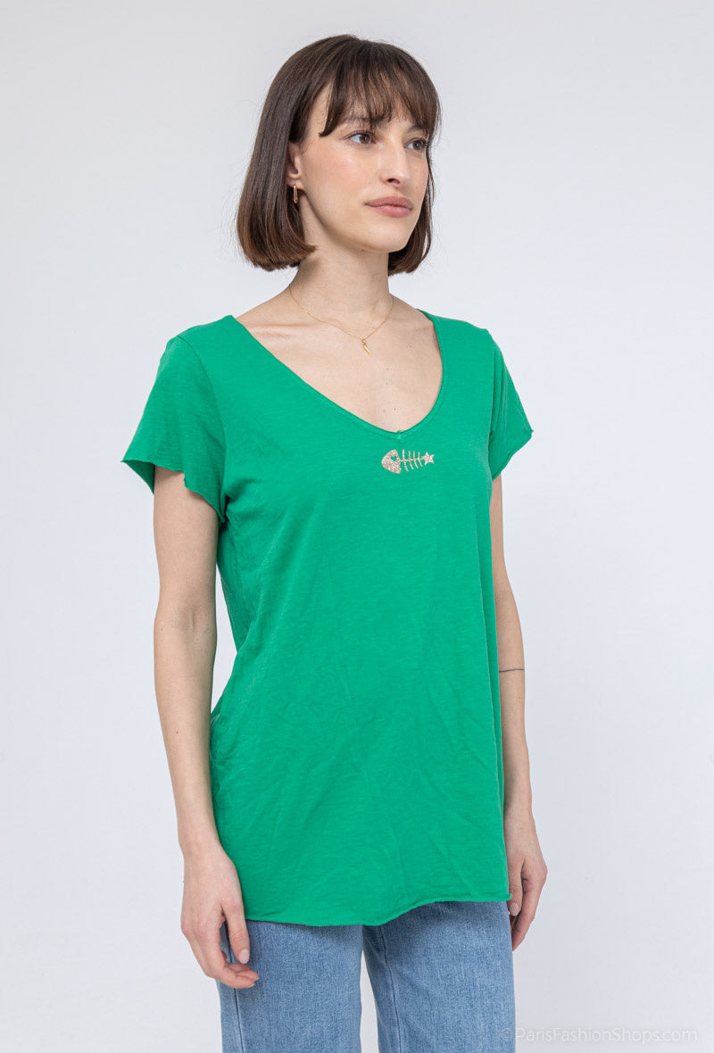MYPACGR T-shirt Fish Collar Green