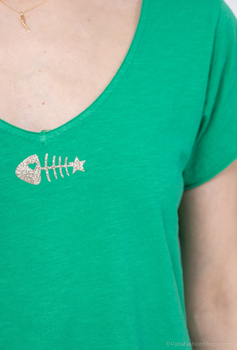 MYPACGR T-shirt Fish Collar Green
