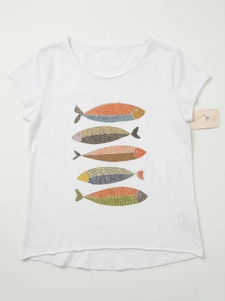 MYFRW Fish T-shirt with Rhinestones White