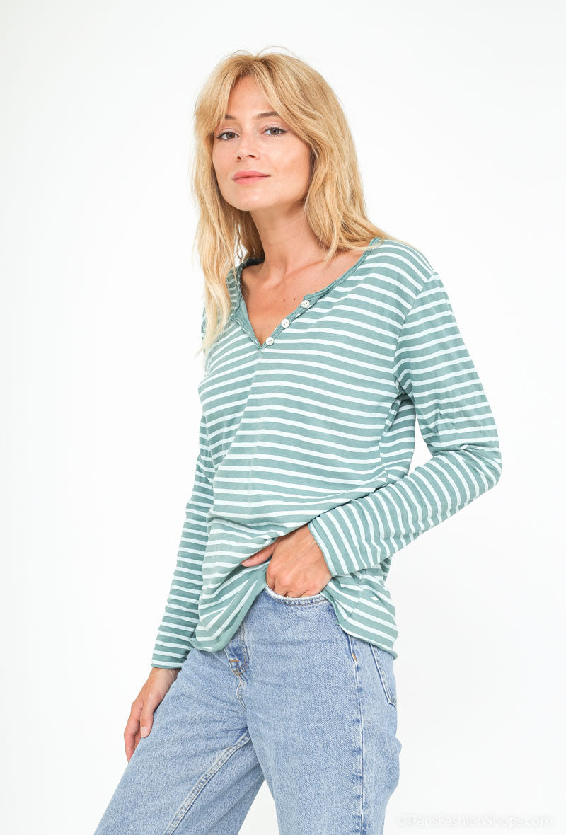 MYSCE Striped T-shirt Celadon