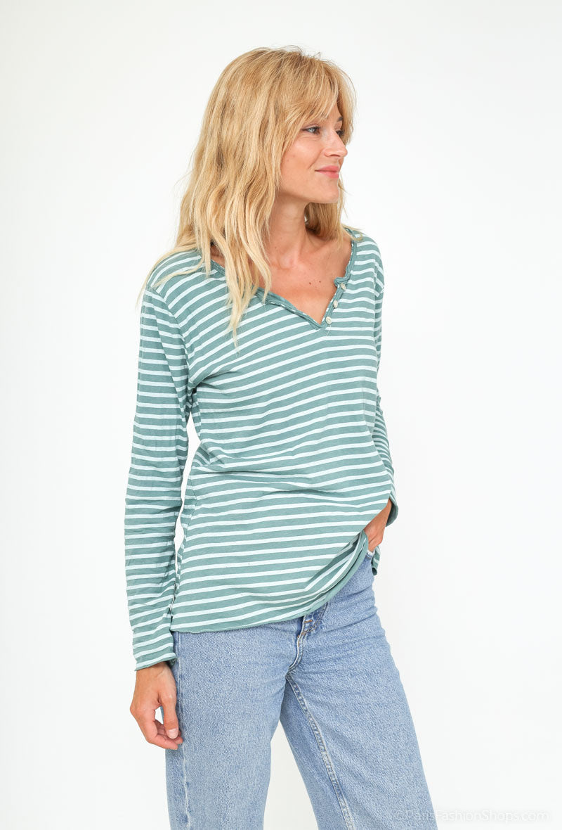 MYSCE Striped T-shirt Celadon