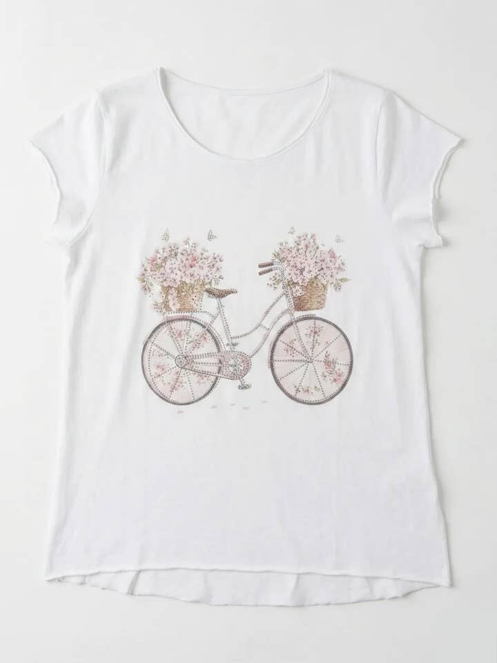 MYPBW Pink Bicycle T-shirt White