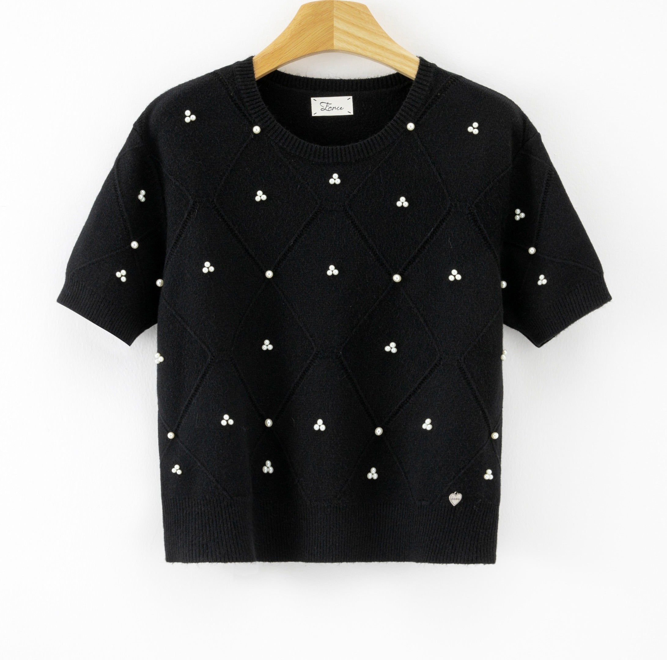 LUBDS2 Black Beaded Diamond Sweater