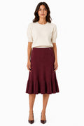 LUMKS2 Burgundy Ruffle Hem Skirt