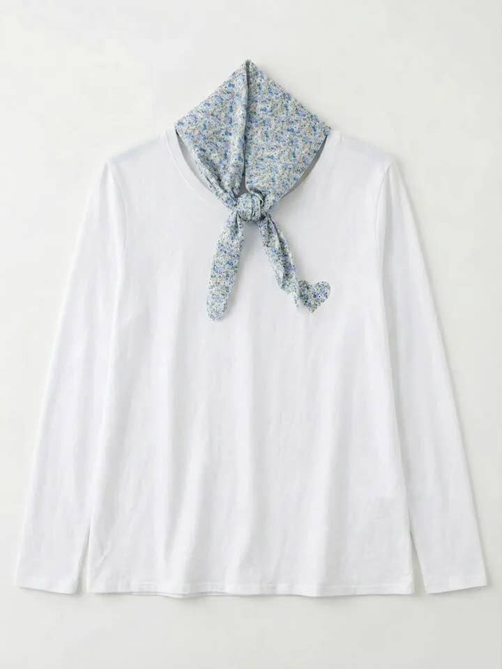 MYHPTLSLB Heart Pattern Top and Liberty Scarf Light Blue