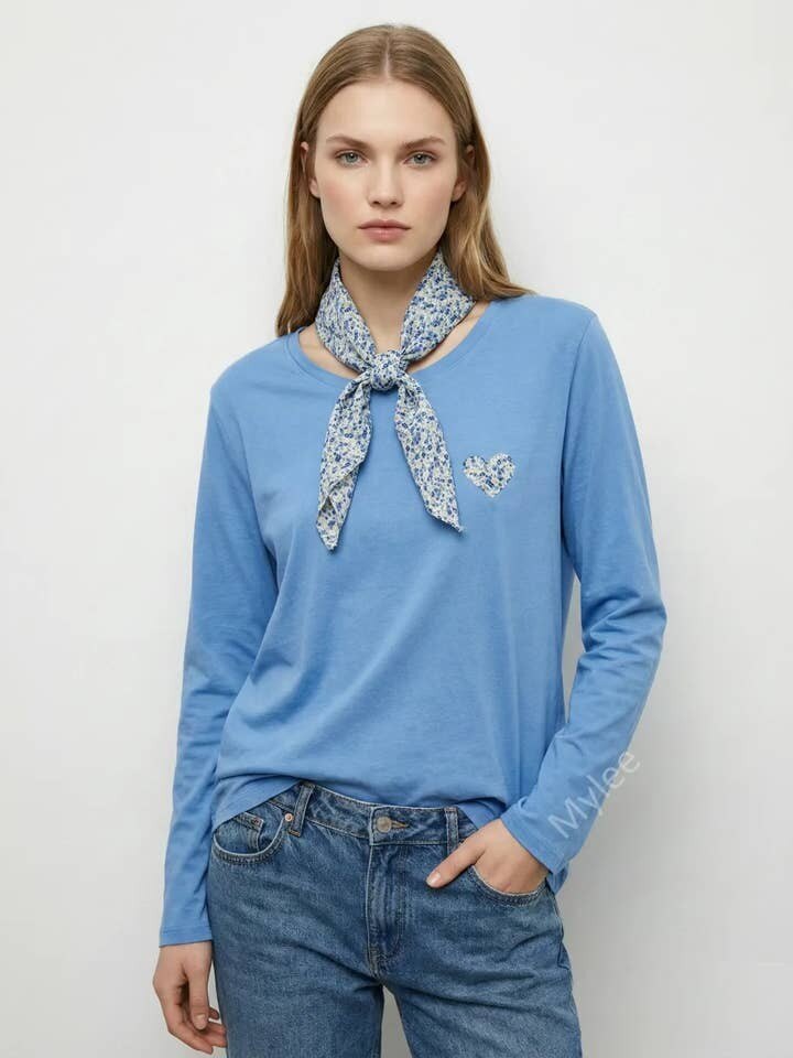 MYHPTLSBL Heart Pattern Top and Liberty Scarf Blue