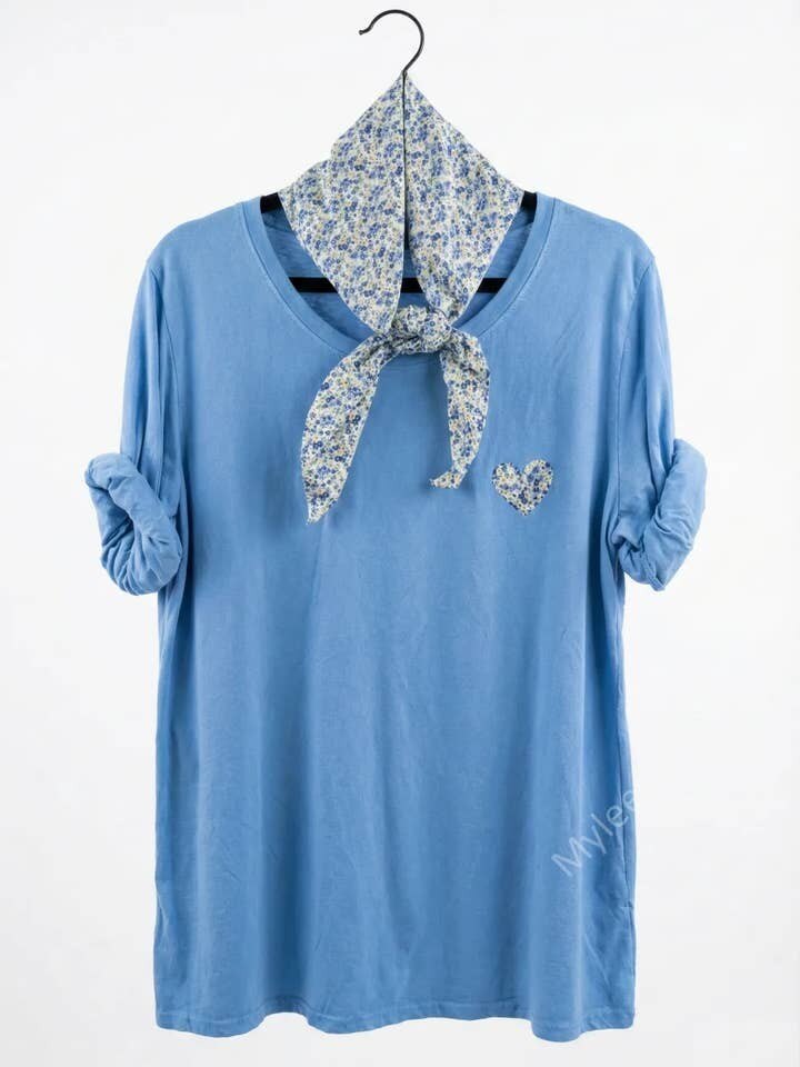MYHPTLSBL Heart Pattern Top and Liberty Scarf Blue