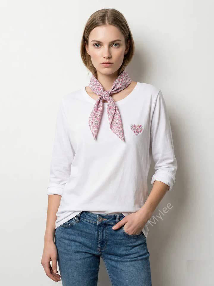 MYHPTLSRS Heart Pattern Top and Liberty Scarf Rose Shadow