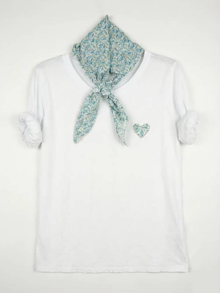 MYHPTLSCE Heart Pattern Top and Liberty Scarf Celadon